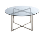HAKU Möbel Beistelltisch aus Metall Füsse höhenverstellbar in Silber 75 x 40 cm