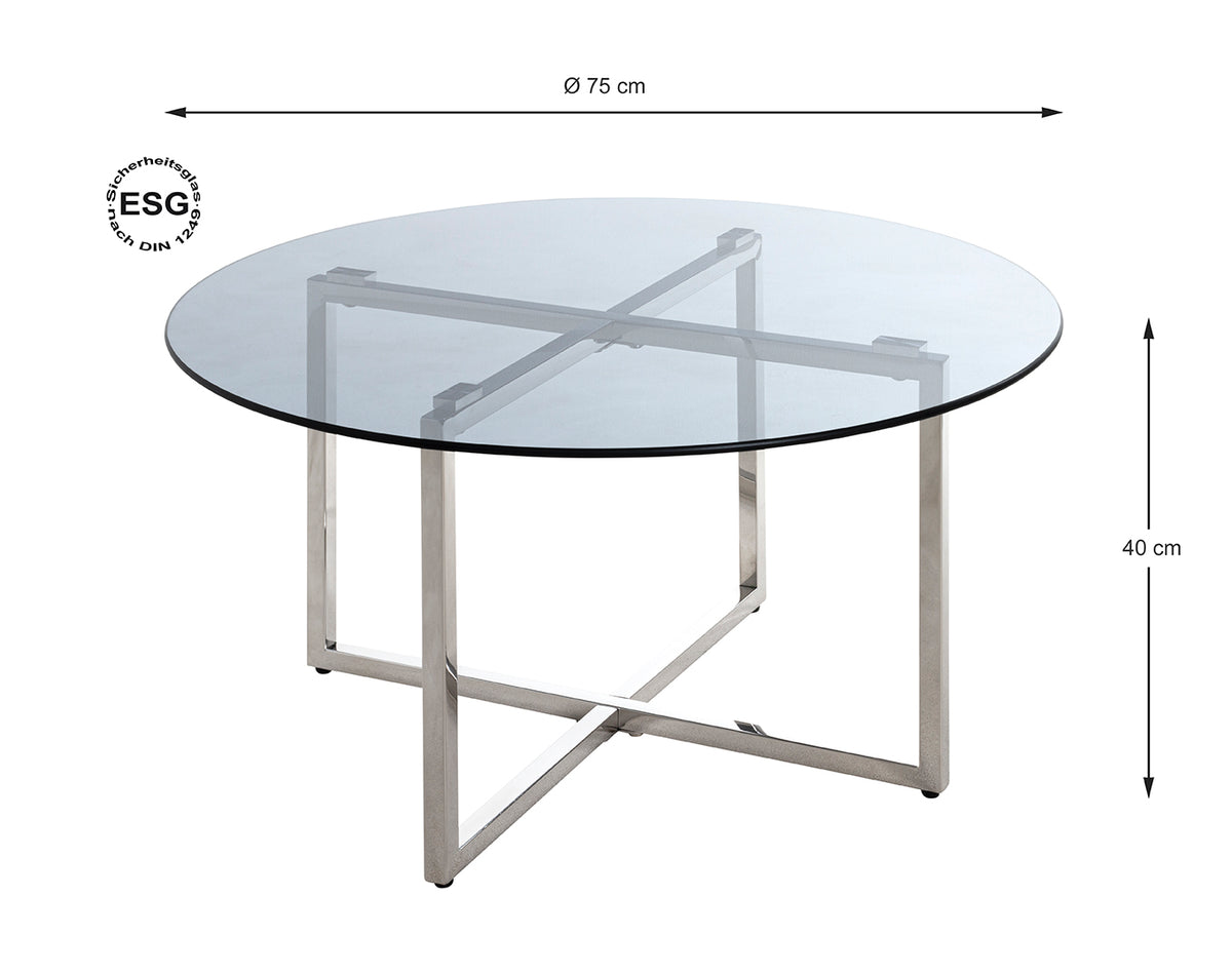 HAKU Möbel Beistelltisch aus Metall Füsse höhenverstellbar in Silber 75 x 40 cm