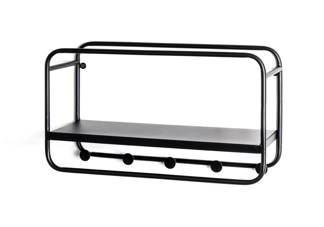 HAKU Möbel Wandgarderobe aus Metall in Schwarz 45 x 15 x 25 cm