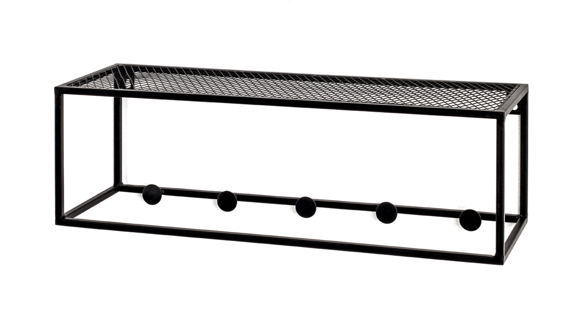 HAKU Möbel Wandgarderobe aus Metall in Schwarz 50 x 16 x 16 cm