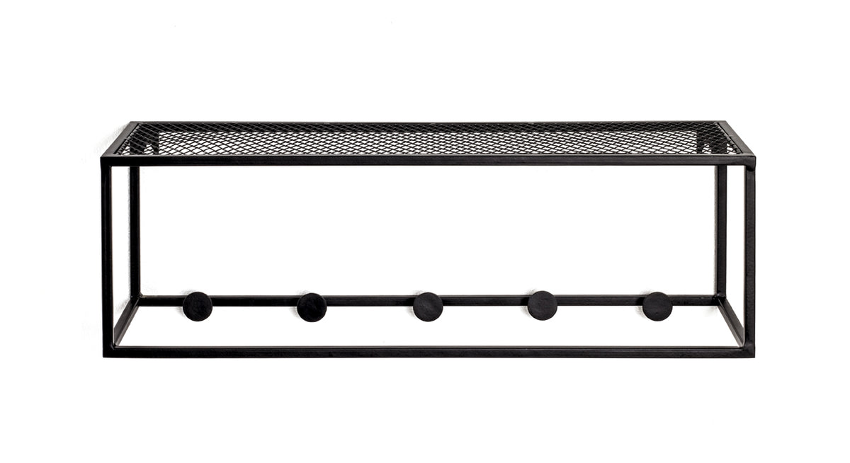 HAKU Möbel Wandgarderobe aus Metall in Schwarz 50 x 16 x 16 cm