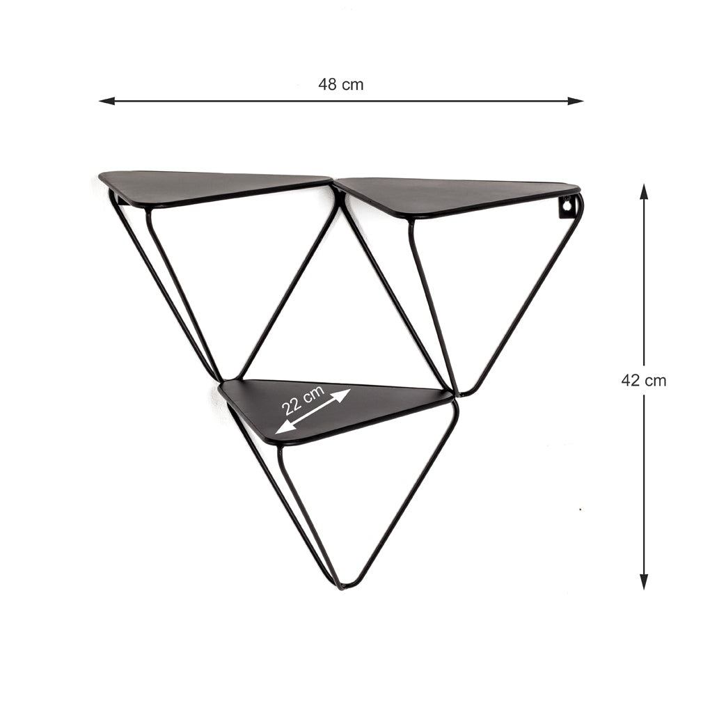 HAKU Möbel Wandregal aus Metall in Schwarz B 48-72 cm H 42-63 cm, 48 x 22 cm, H 42 cm