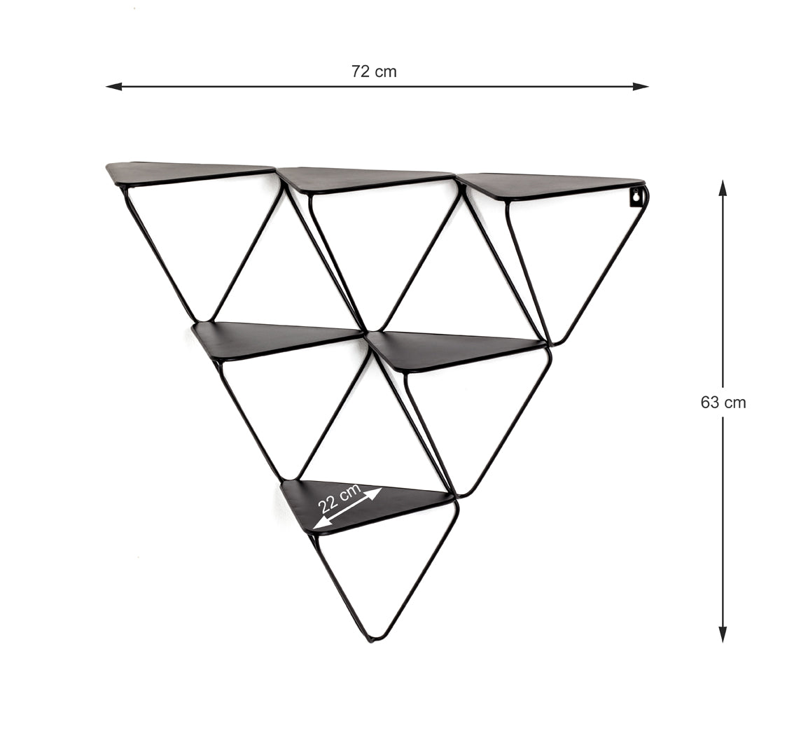 HAKU Möbel Wandregal aus Metall in Schwarz B 48-72 cm H 42-63 cm, 72 x 22 cm, H 63 cm