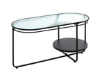 HAKU Möbel Couchtisch aus Metall mit Glas in Schwarz 90 x 42 x 49 cm