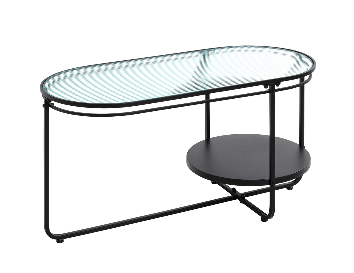 HAKU Möbel Couchtisch aus Metall mit Glas in Schwarz 90 x 42 x 49 cm
