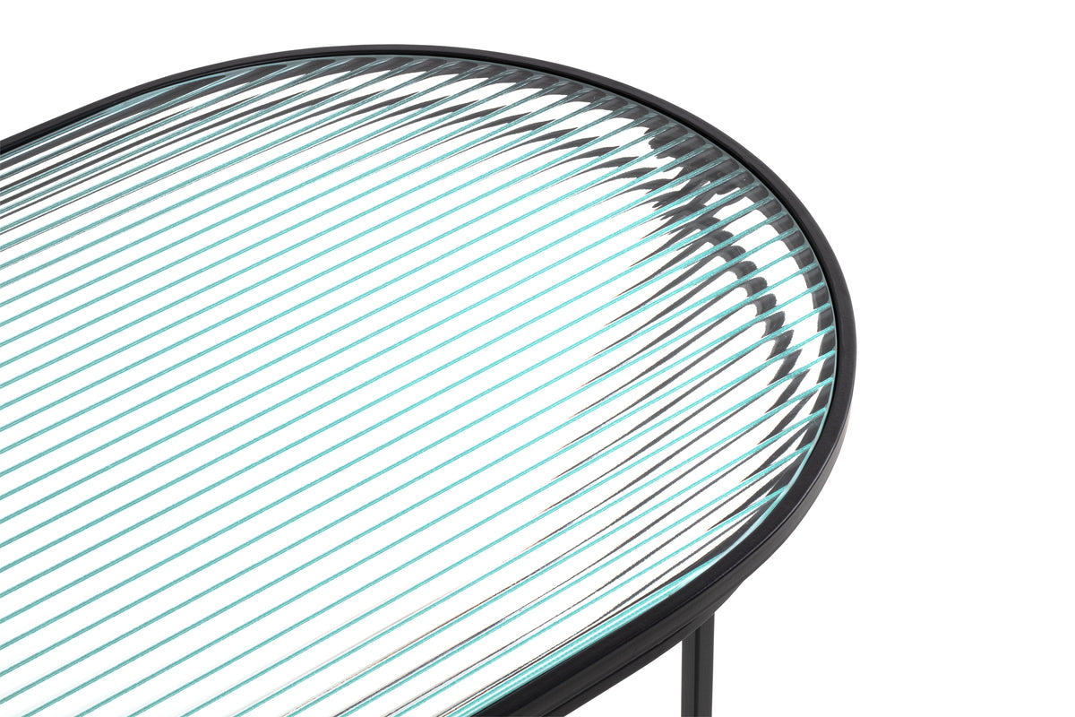 HAKU Möbel Couchtisch aus Metall mit Glas in Schwarz 90 x 42 x 49 cm