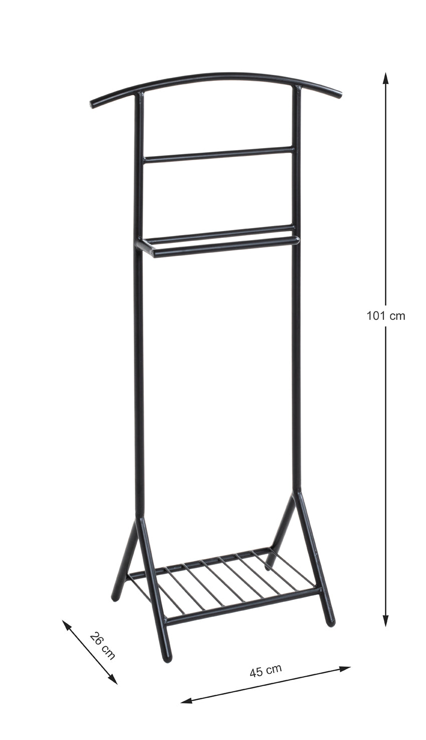 HAKU Möbel Herrendiener aus Metall in Schwarz 45 x 26 x 101 cm