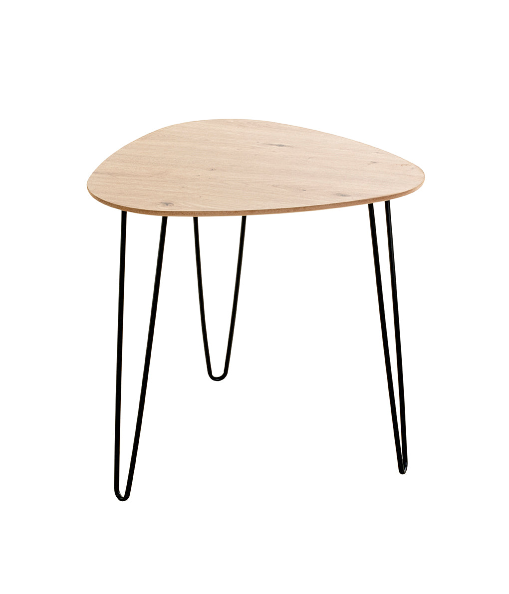 HAKU Möbel Beistelltisch aus MDF kratzbeständig in Braun B 40-48 cm H 43-48 cm, 48 x 48 cm, H 48 cm in Eiche, Schwarz (Eiche hell)