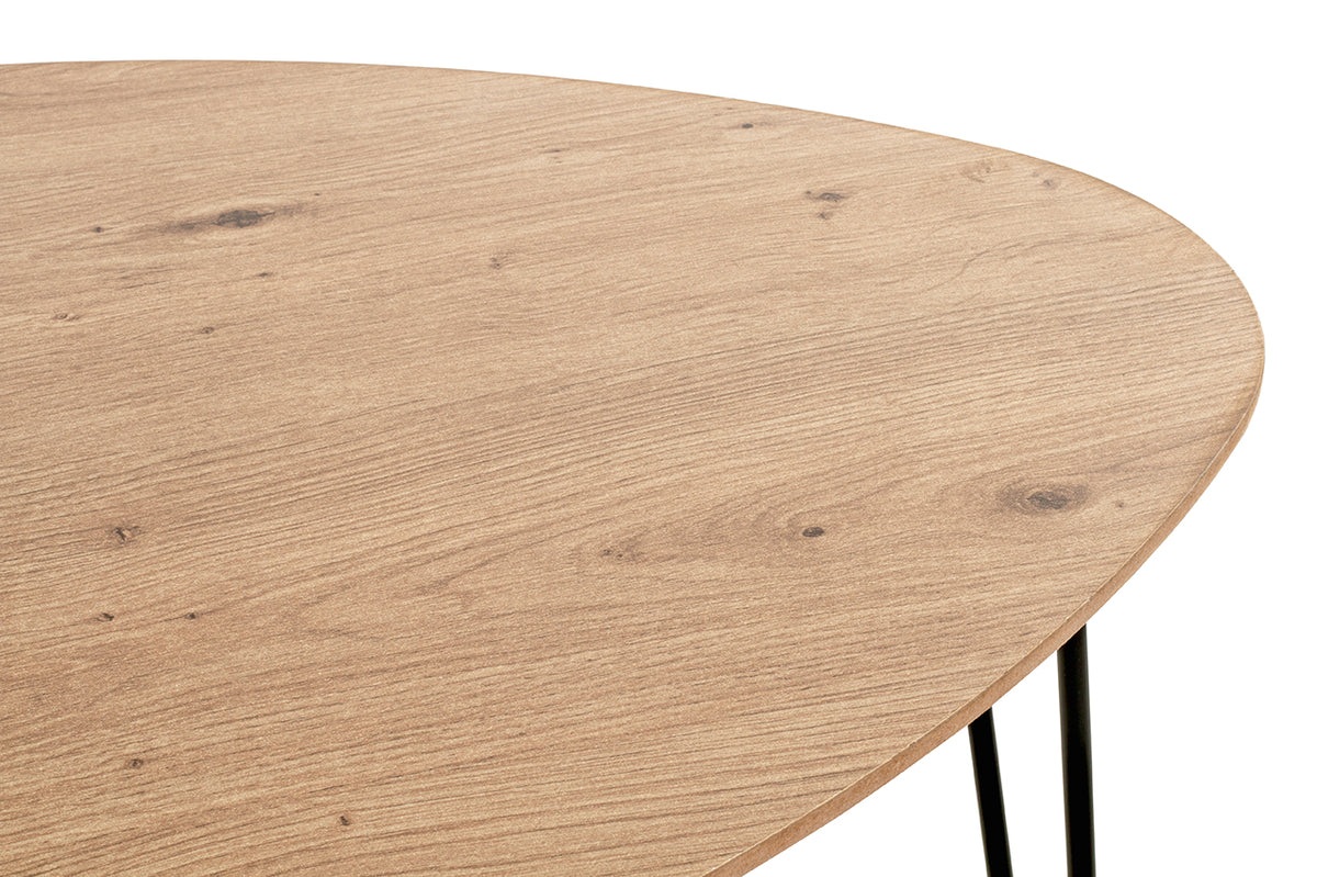 HAKU Möbel Beistelltisch aus MDF kratzbeständig in Braun B 40-48 cm H 43-48 cm, 48 x 48 cm, H 48 cm in Eiche, Schwarz (Eiche hell)