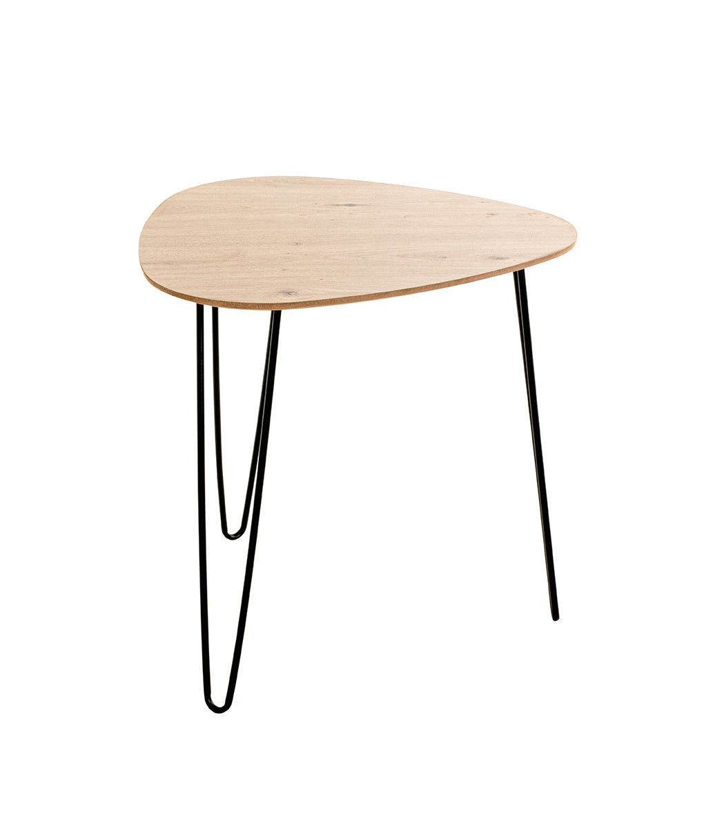 HAKU Möbel Beistelltisch aus MDF kratzbeständig in Braun B 40-48 cm H 43-48 cm, 48 x 48 cm, H 48 cm in Eiche, Schwarz (Eiche hell)