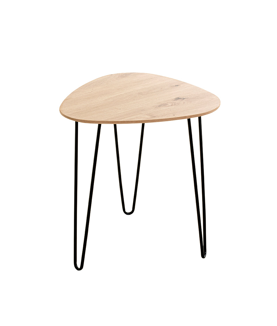 HAKU Möbel Beistelltisch aus MDF kratzbeständig in Braun B 40-48 cm H 43-48 cm, 40 x 40 cm, H 43 cm in Eiche, Schwarz (Eiche hell)