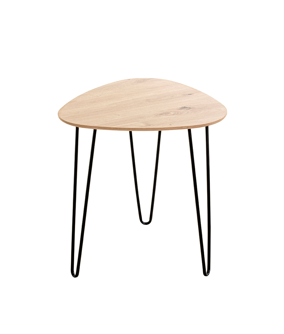 HAKU Möbel Beistelltisch aus MDF kratzbeständig in Braun B 40-48 cm H 43-48 cm, 40 x 40 cm, H 43 cm in Eiche, Schwarz (Eiche hell)