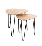 HAKU Möbel Beistelltisch aus MDF kratzbeständig in Braun B 40-48 cm H 43-48 cm, 40 x 40 cm, H 43 cm in Eiche, Schwarz (Eiche hell)