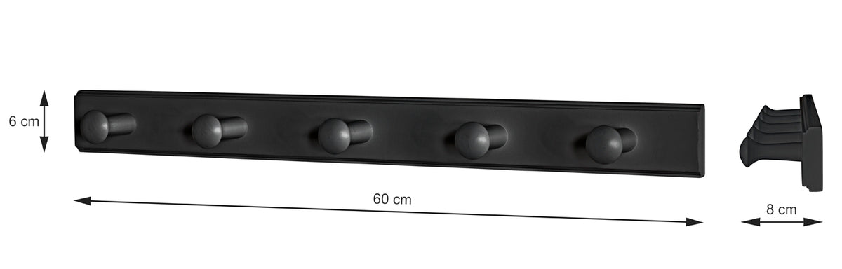 HAKU Möbel Garderobenleiste aus Massivholz in Schwarz