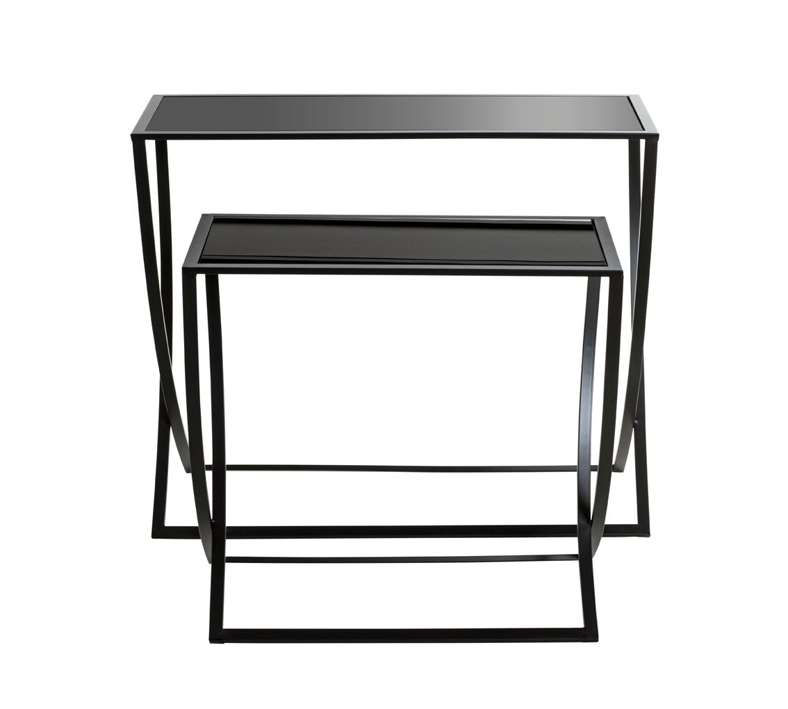HAKU Möbel Beistelltisch aus Metall mit Glas in Schwarz