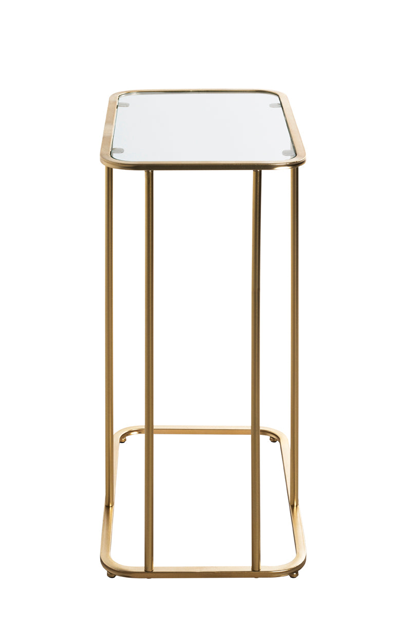 HAKU Möbel Beistelltisch aus Metall mit Glas in Gold 45 x 30 x 65 cm