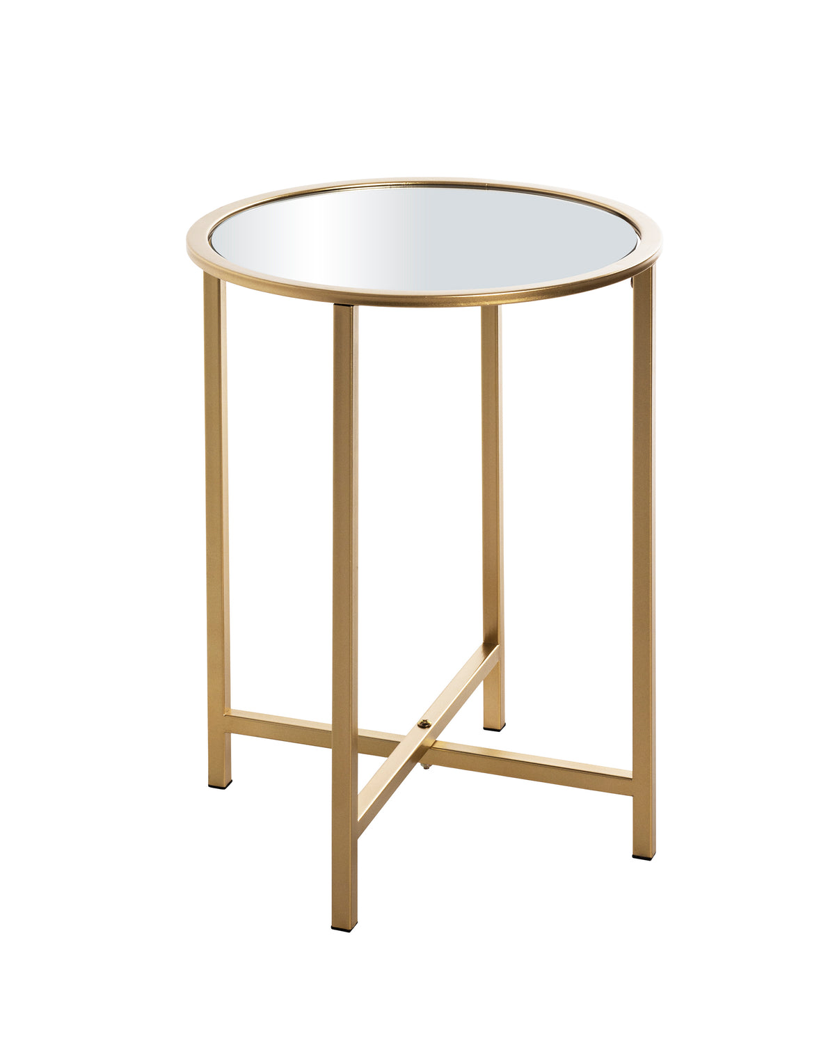 HAKU Möbel Beistelltisch aus Metall mit Spiegel in Gold 39 x 53 cm