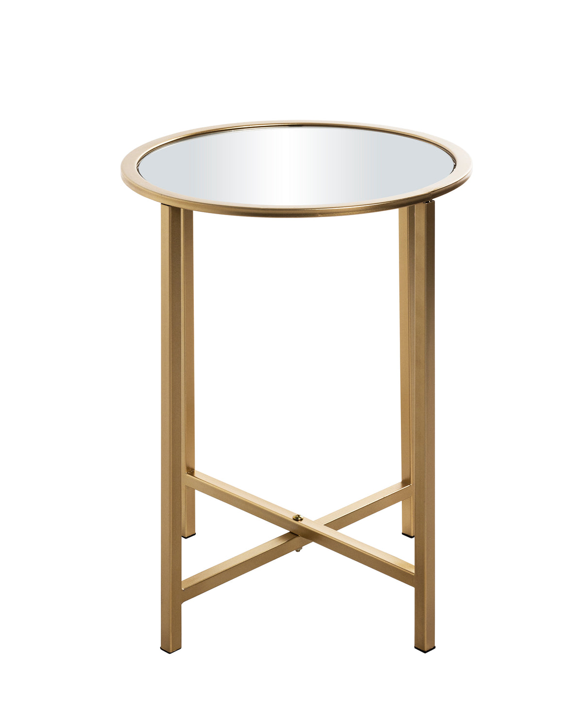 HAKU Möbel Beistelltisch aus Metall mit Spiegel in Gold 39 x 53 cm