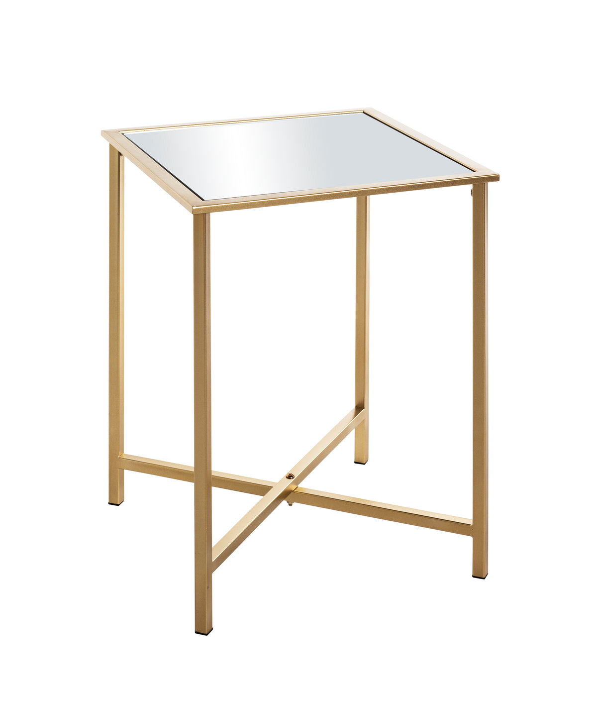 HAKU Möbel Beistelltisch aus Metall mit Spiegel in Gold 39 x 39 x 53 cm