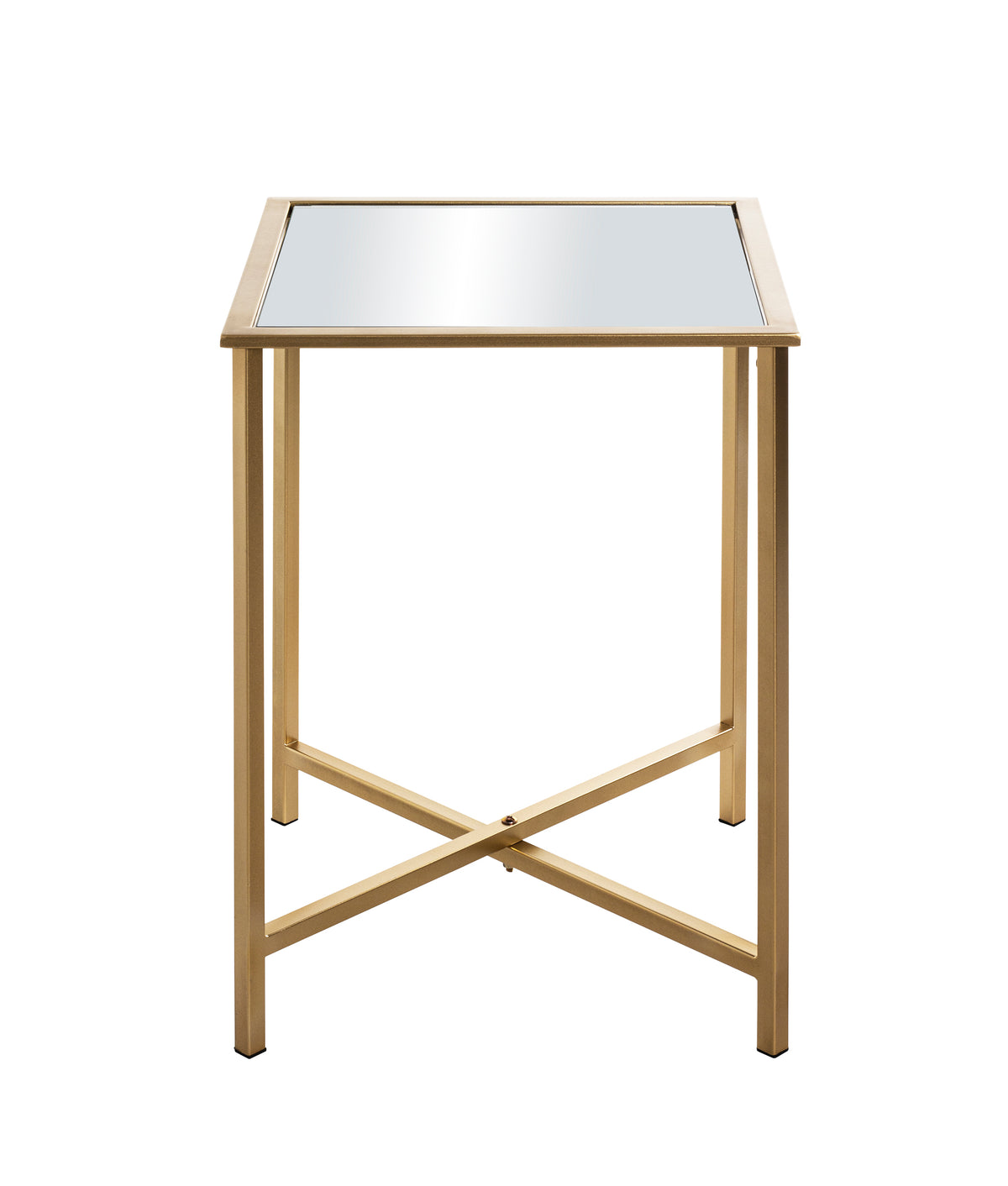 HAKU Möbel Beistelltisch aus Metall mit Spiegel in Gold 39 x 39 x 53 cm