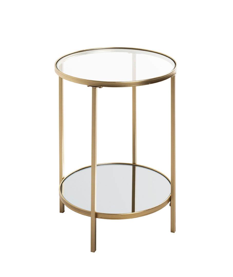 HAKU Möbel Beistelltisch aus Metall mit Glas in Gold 39 x 55 cm