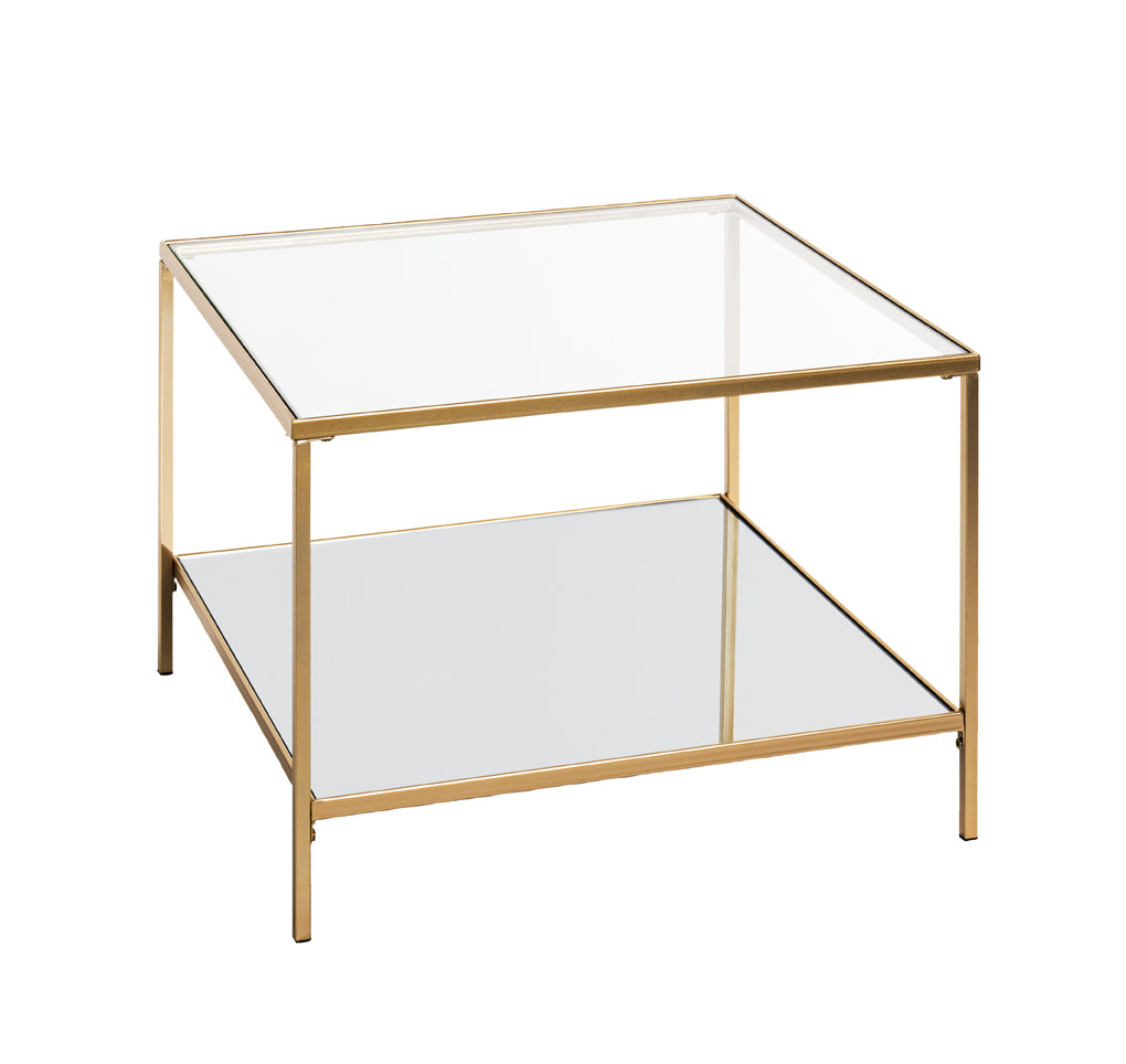 HAKU Möbel Beistelltisch aus Metall mit Glas in Gold 60 x 60 x 45 cm