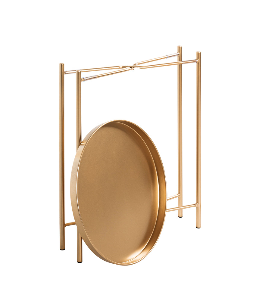 HAKU Möbel Beistelltisch aus Metall X-Gestell 39 x 50 cm in Gold