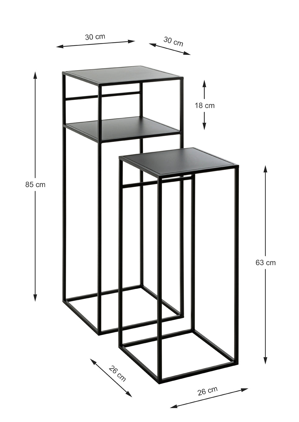 HAKU Möbel Beistelltisch aus Metall in Schwarz