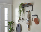 HAKU Möbel Wandgarderobe aus Metall in Schwarz B 30-60 cm H 10-25 cm, 30 x 8 cm, H 10 cm