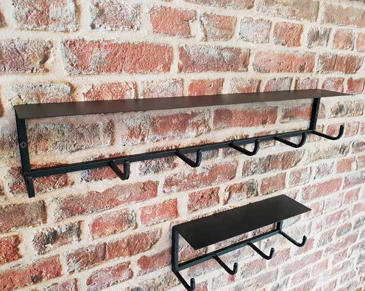 HAKU Möbel Wandgarderobe aus Metall in Schwarz B 30-60 cm H 10-25 cm, 30 x 8 cm, H 10 cm