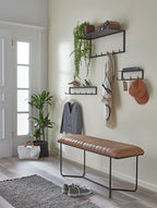 HAKU Möbel Wandgarderobe aus Metall in Schwarz B 30-60 cm H 10-25 cm, 60 x 8 cm, H 10 cm