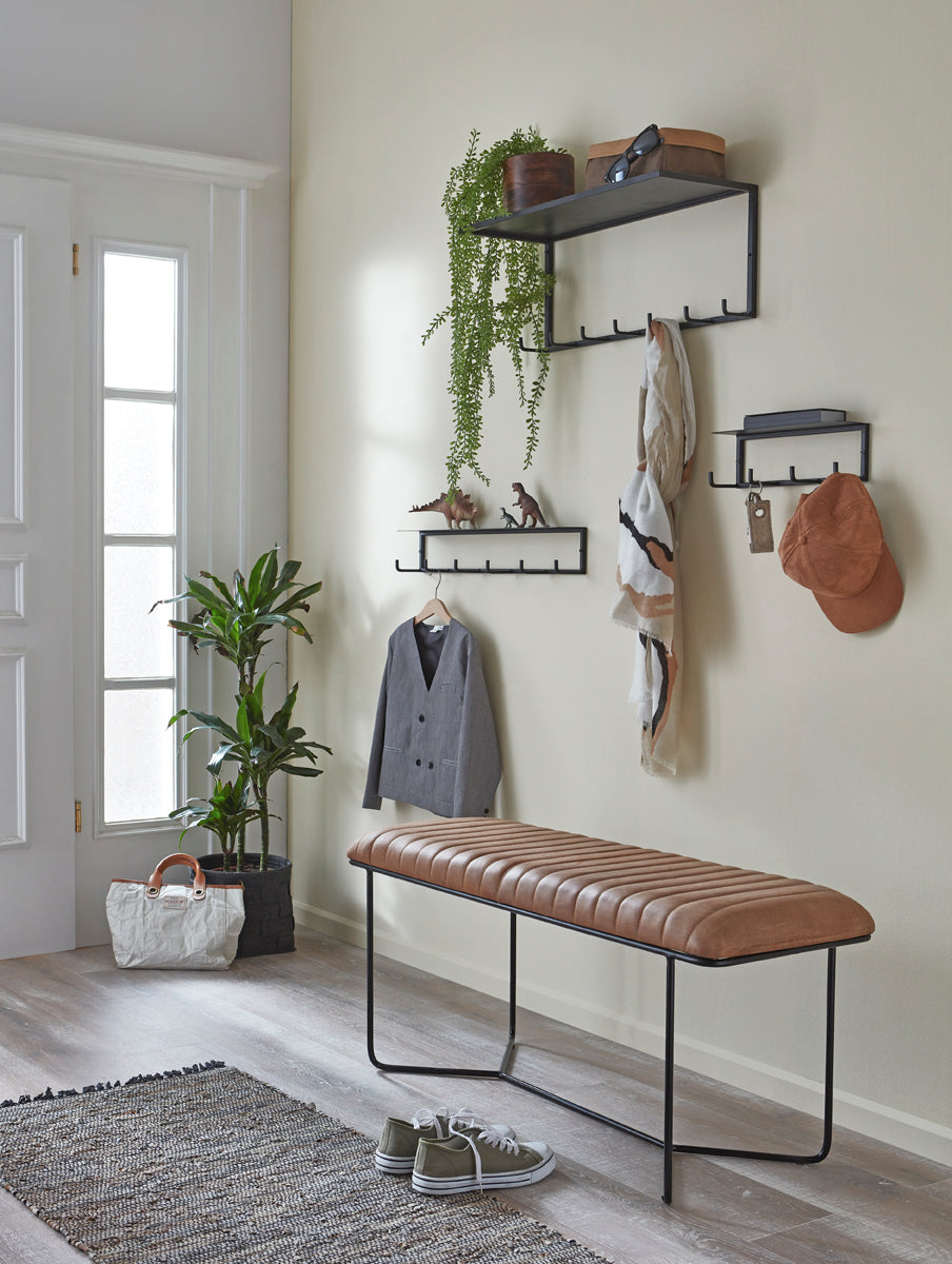 HAKU Möbel Wandgarderobe aus Metall in Schwarz B 30-60 cm H 10-25 cm, 60 x 8 cm, H 10 cm