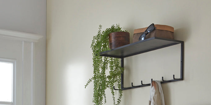 HAKU Möbel Wandgarderobe aus Metall in Schwarz B 30-60 cm H 10-25 cm, 60 x 25 cm, H 25 cm