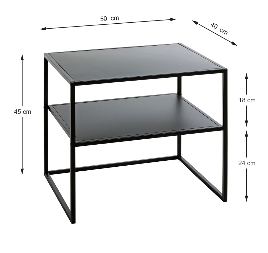 HAKU Möbel Beistelltisch aus Metall auf Kufen in Schwarz 50 x 40 x 45 cm