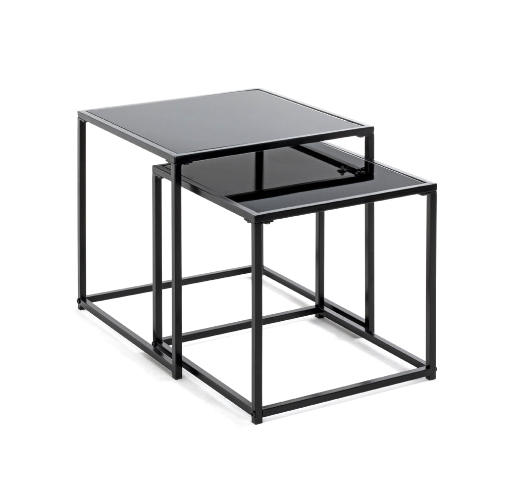 HAKU Möbel Beistelltisch aus Metall mit Glas in Schwarz