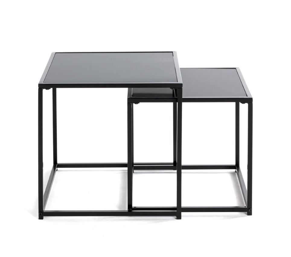 HAKU Möbel Beistelltisch aus Metall mit Glas in Schwarz