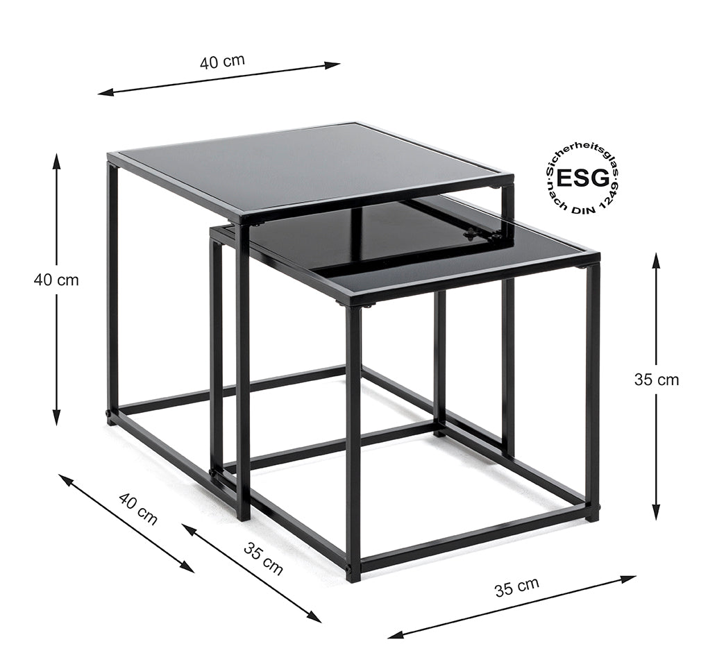HAKU Möbel Beistelltisch aus Metall mit Glas in Schwarz