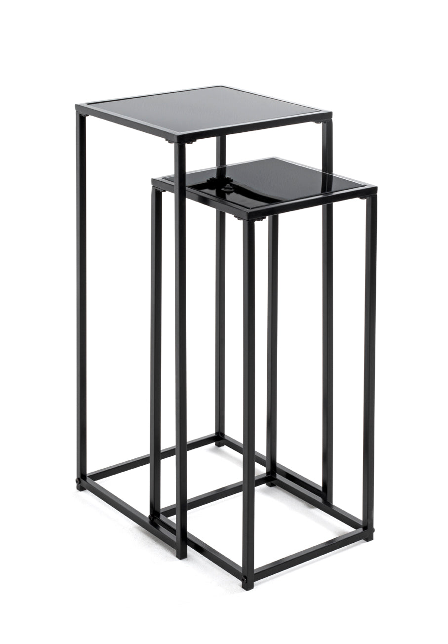 HAKU Möbel Blumensäule aus Metall mit Glas in Schwarz