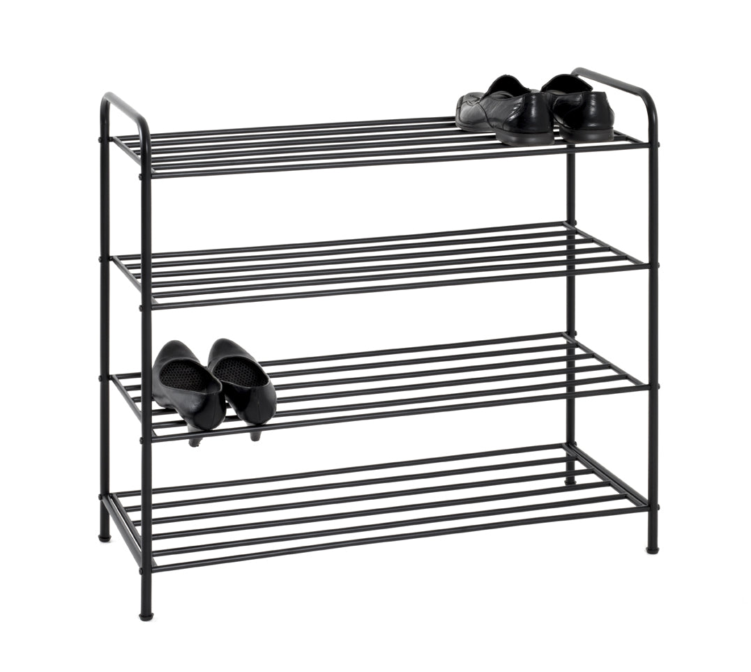 HAKU Möbel Schuhregal aus Metall Füsse höhenverstellbar in Schwarz, 83 x 35 cm, H 78 cm