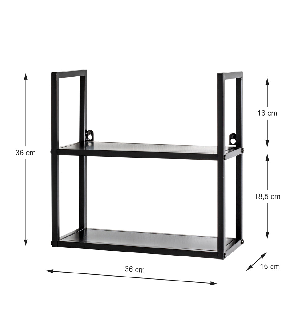 HAKU Möbel Wandregal aus Metall in Schwarz B 36-50 cm H 36-58 cm, 36 x 15 cm, H 36 cm