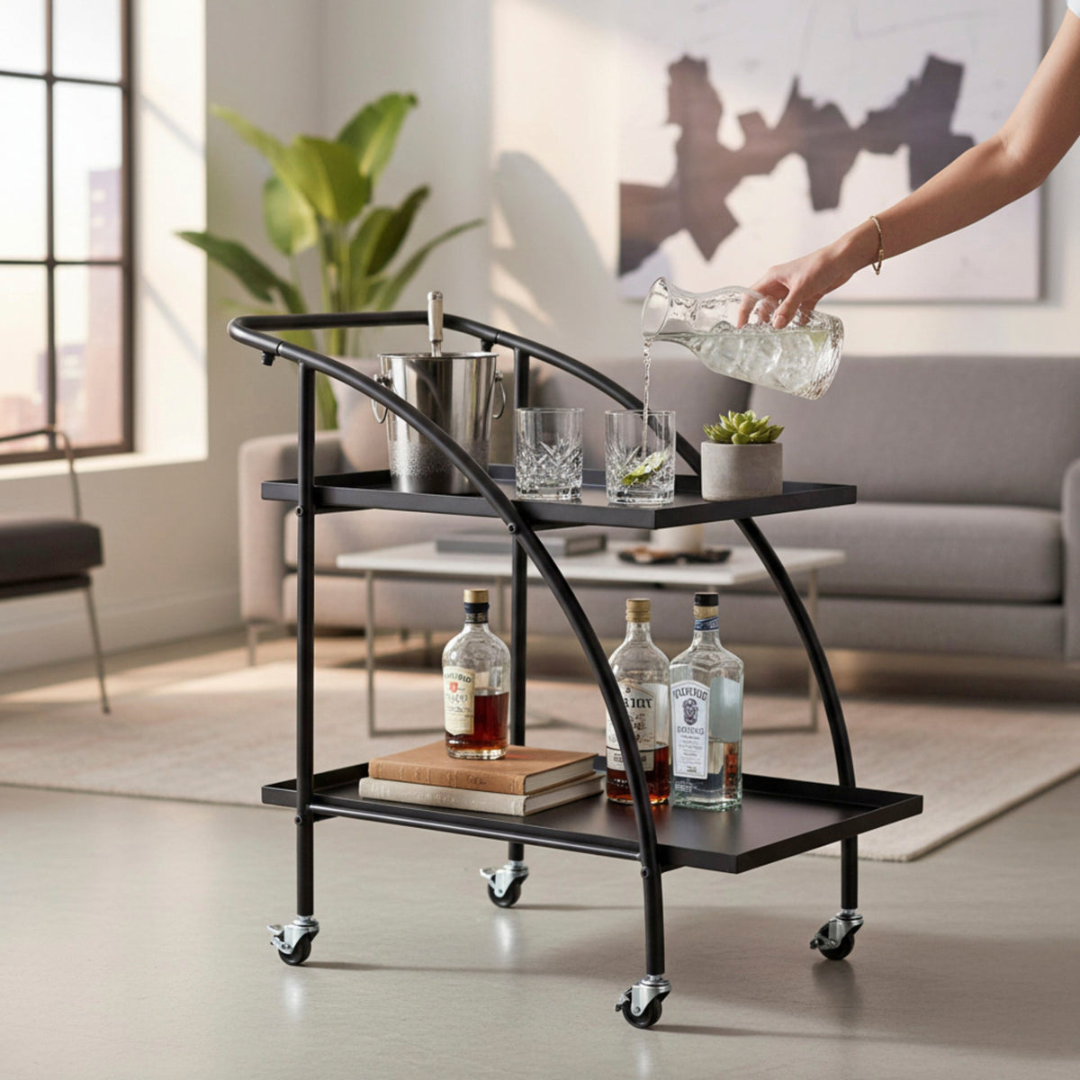 HAKU Möbel Servierwagen aus Metall in Schwarz 68 x 42 x 71 cm