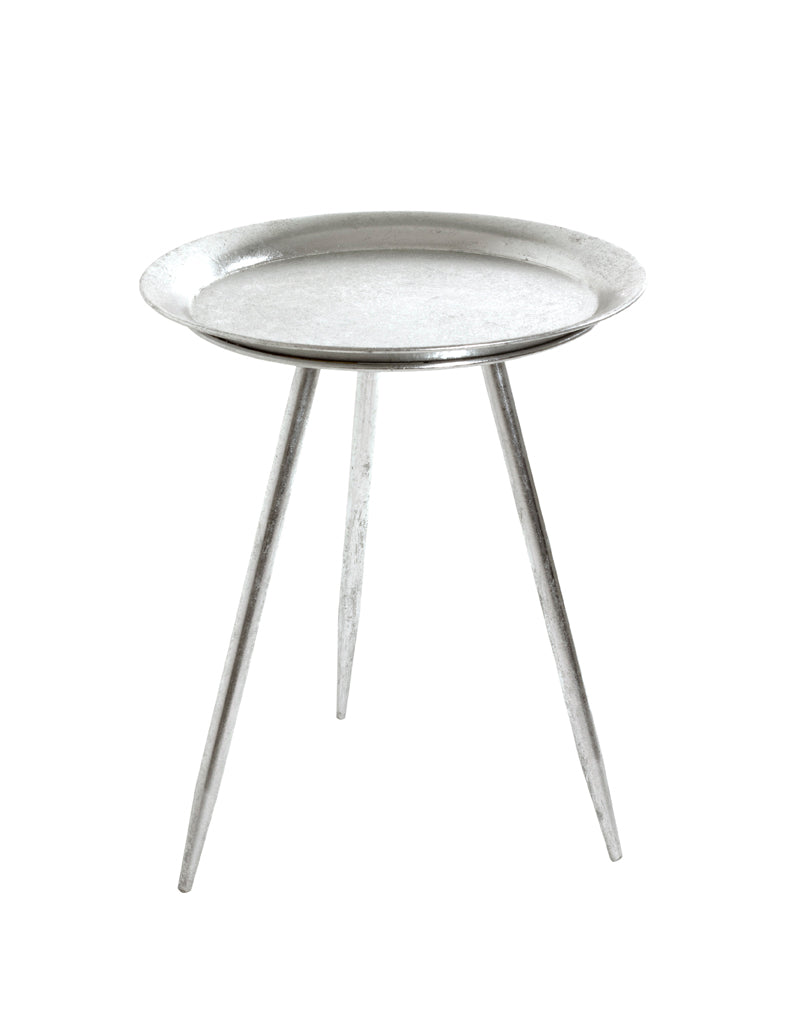 HAKU Möbel Beistelltisch aus Metall in Silber H 47-54 cm Ø 38-44 cm, Ø 38 cm, H 47 cm