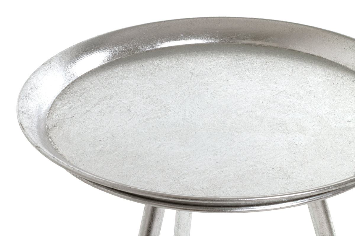HAKU Möbel Beistelltisch aus Metall in Silber H 47-54 cm Ø 38-44 cm, Ø 38 cm, H 47 cm