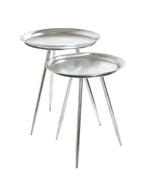 HAKU Möbel Beistelltisch aus Metall in Silber H 47-54 cm Ø 38-44 cm, Ø 38 cm, H 47 cm