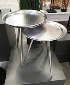 HAKU Möbel Beistelltisch aus Metall in Silber H 47-54 cm Ø 38-44 cm, Ø 38 cm, H 47 cm
