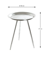 HAKU Möbel Beistelltisch aus Metall in Silber H 47-54 cm Ø 38-44 cm, Ø 38 cm, H 47 cm