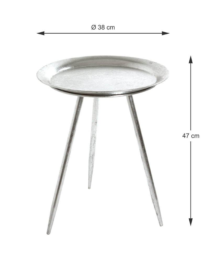 HAKU Möbel Beistelltisch aus Metall in Silber H 47-54 cm Ø 38-44 cm, Ø 38 cm, H 47 cm