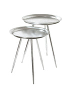 HAKU Möbel Beistelltisch aus Metall in Silber H 47-54 cm Ø 38-44 cm, Ø 44 cm, H 54 cm