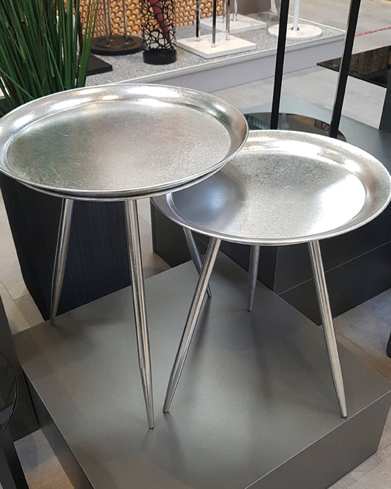HAKU Möbel Beistelltisch aus Metall in Silber H 47-54 cm Ø 38-44 cm, Ø 44 cm, H 54 cm