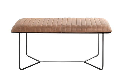 HAKU Möbel Bank aus Leder gepolstert in Braun 100 x 38 x 48 cm
